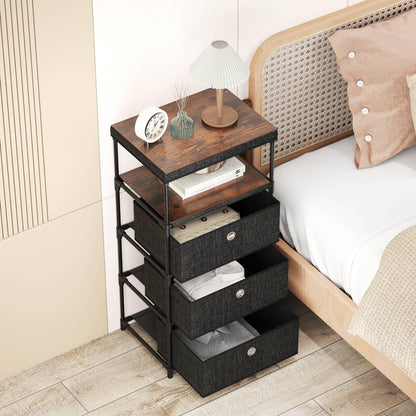 Dresser with 3 Drawers with Wood Top and Metal Frame