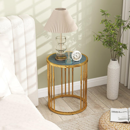 40CM Round Coffee Table Small Glass Side Table