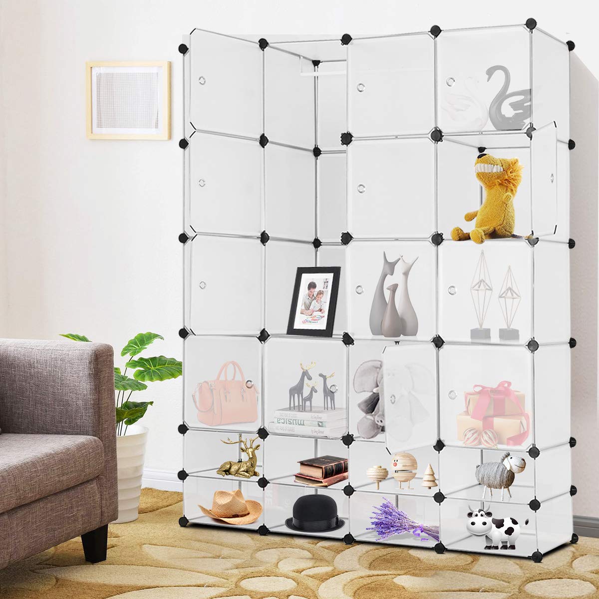 24 Cube DIY Interlocking Combination Armoire with 16 Cubes