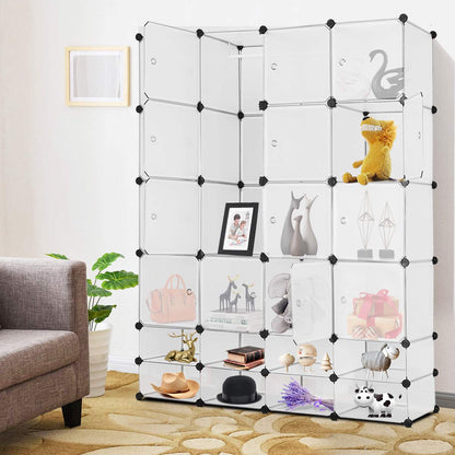 24 Cube DIY Interlocking Combination Armoire with 16 Cubes