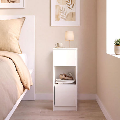 Slim Bedside Table with Drawer and 2 Storage Compartments