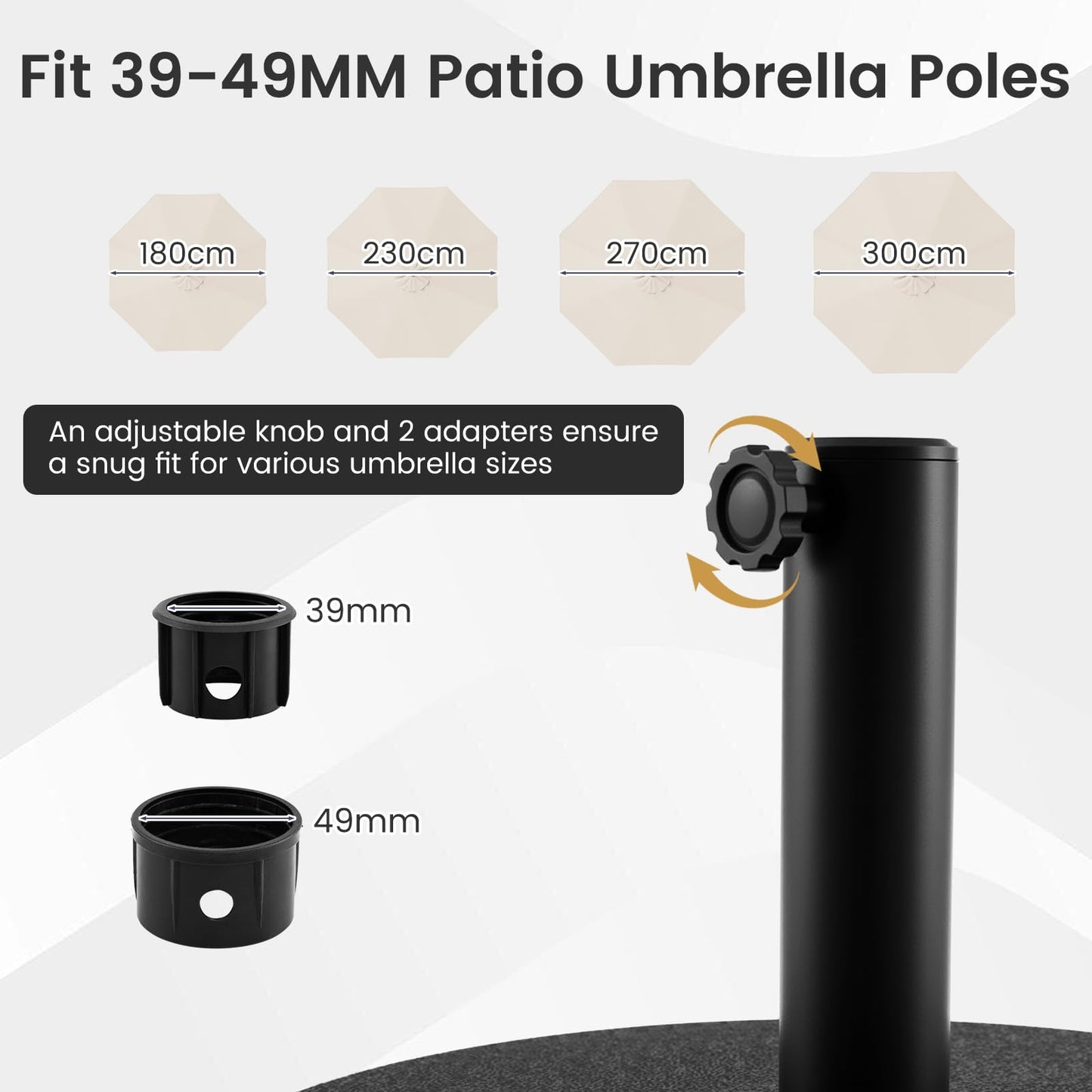 Round Parasol Base, 30kg Water and Sand Fillable Patio Umbrella Holder