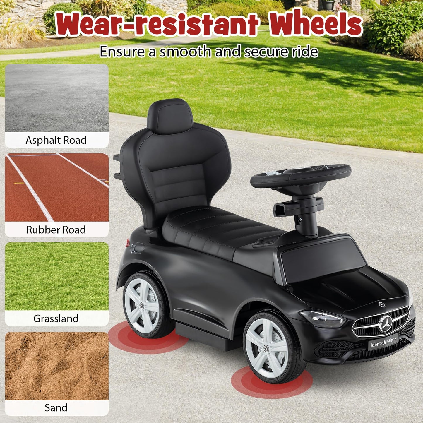 3-in-1 Ride on Push Car with Adjustable Canopy and Steering Push Bar