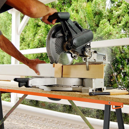 Folding Saw Horse Twin Pack with Non Slip Top & Hinge Brace