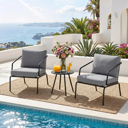 3-Piece Patio Bistro Set, Garden Furniture Set with Padded Cushions