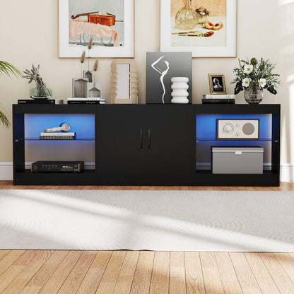 TV Stand Cabinet for TVs up to 85 Inches, 3 Pieces Modular Console TV Unit with LED Lights