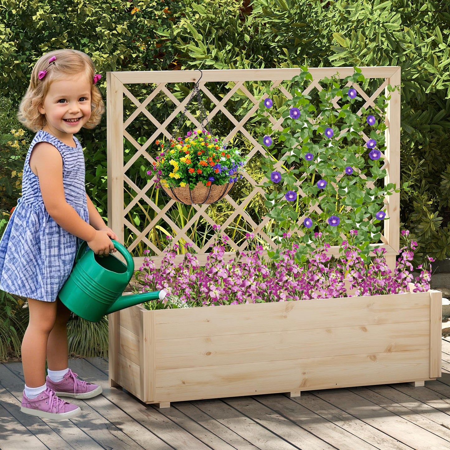 Freestanding Raised Garden Bed for Climbing Vine Plant Flower Vegetable