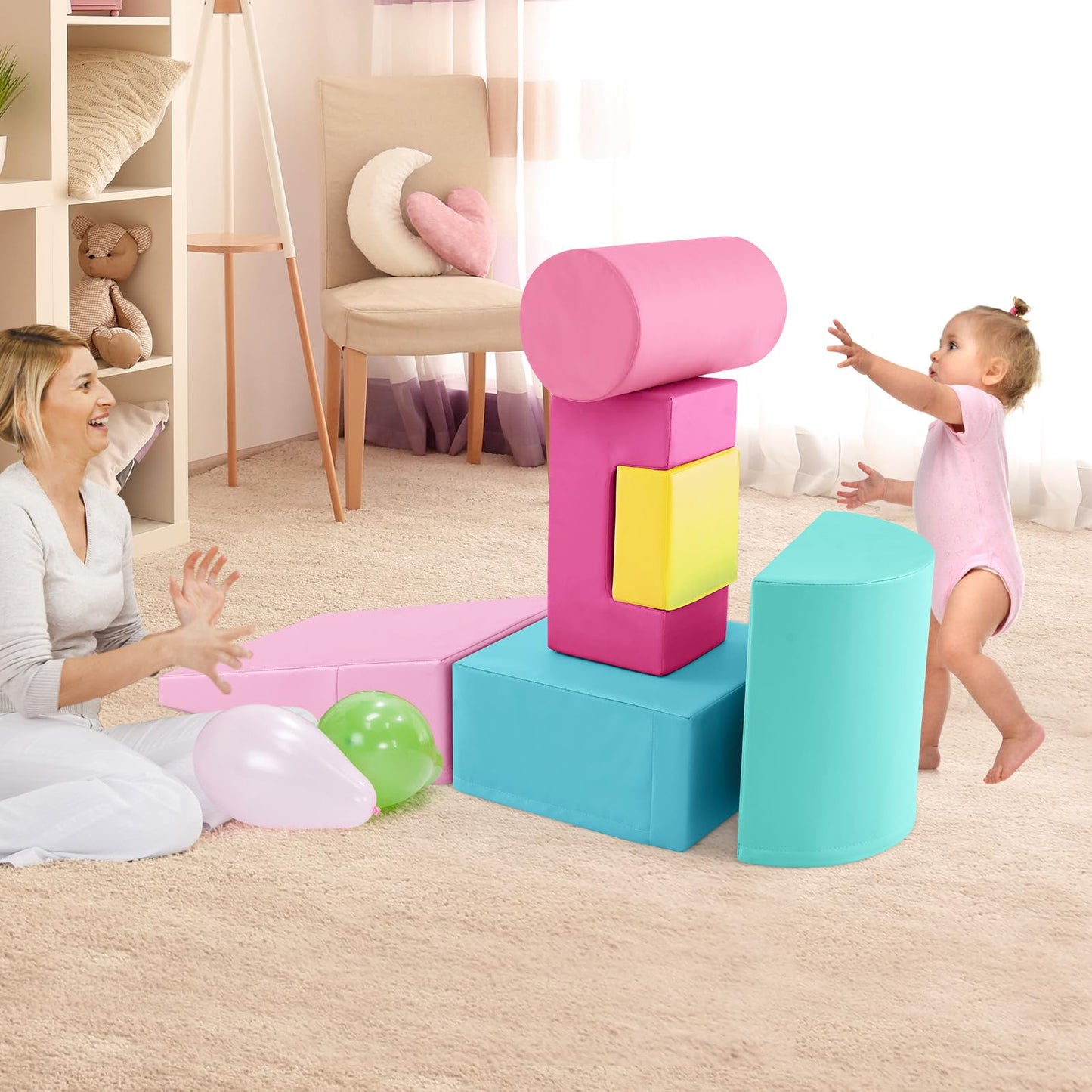 6 Pieces Colorful Kids Climb and Crawl Foam Play Set