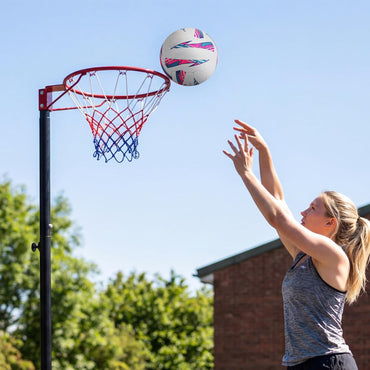 305 cm Portable Netball Post with Fillable Base and 10-Level Adjustable Height