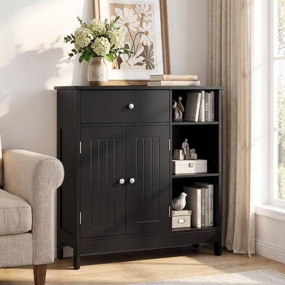 Bathroom Floor Cabinet with Drawer, Adjustable Shelves