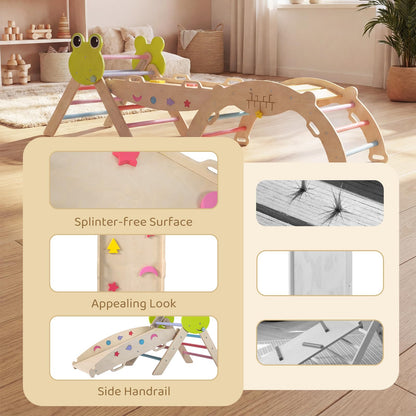 Kids Climbing Frame, Toddler Climbing Set with Arch, Reversible Ramp