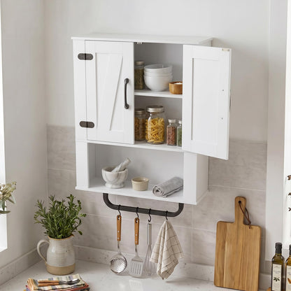 Bathroom Wall Cabinet Farmhouse Wall Mounted Organizer with 2 Barn Doors