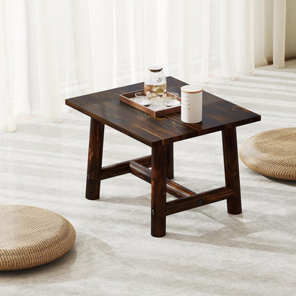 Solid Wood Small Outdoor Coffee Table with Reinforced Crossbar