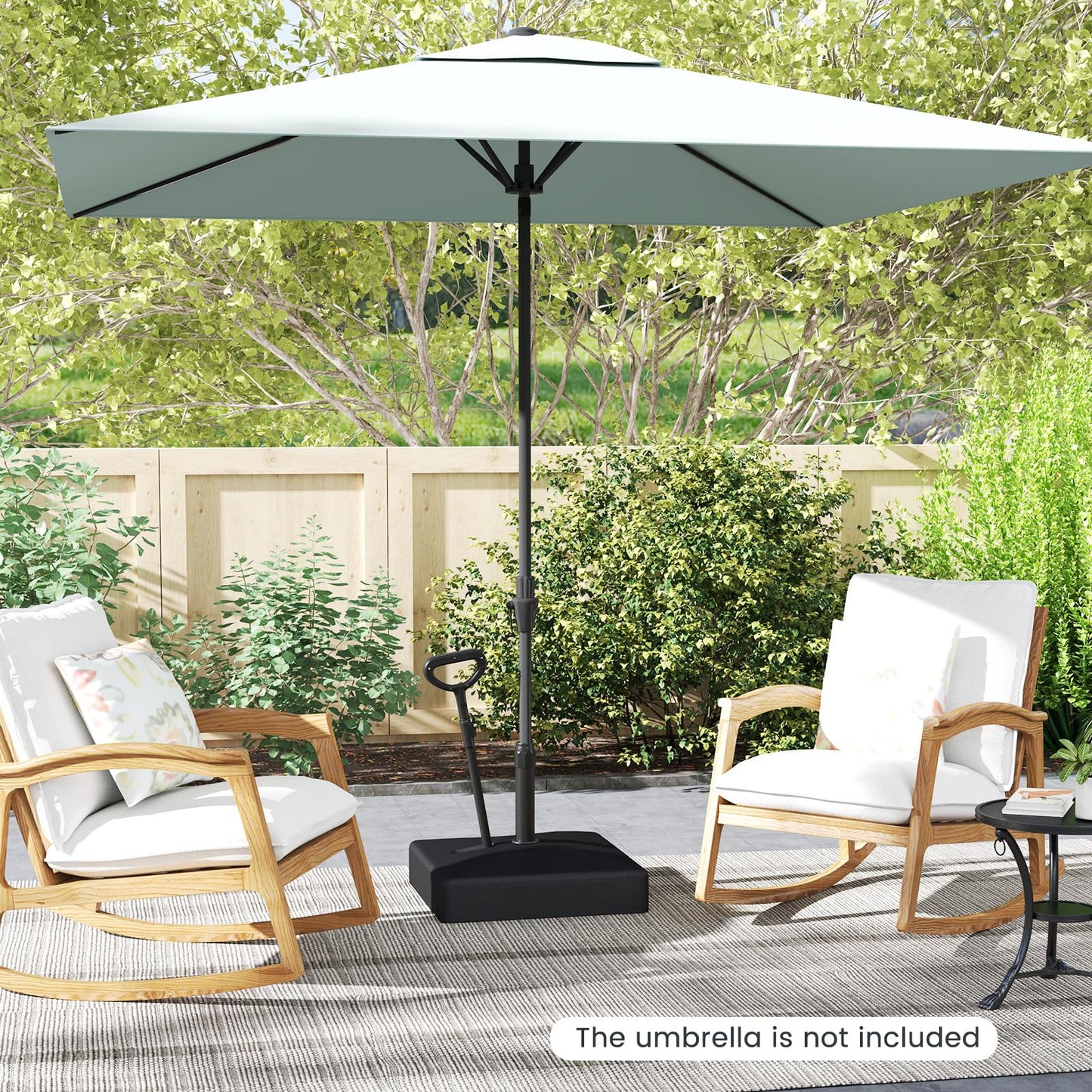 59kg Water & Sand Fillable Patio Parasol Stand with 3 Wheels and Pull Rod