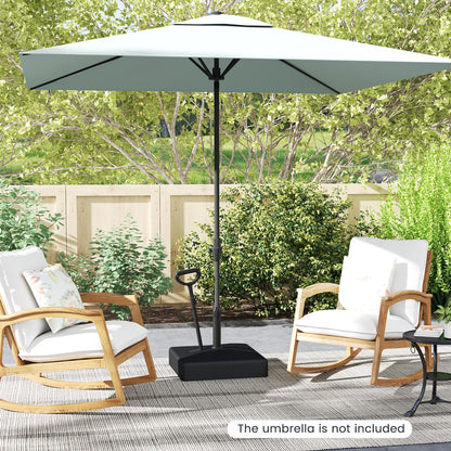 59kg Water & Sand Fillable Patio Parasol Stand with 3 Wheels and Pull Rod