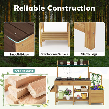 Pretend Mud Kitchen Play Kitchen with Removable Sink and Planter Boxes