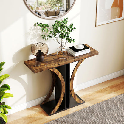 Console Table 100 cm Rectangular Entryway Table with Geometric Frame