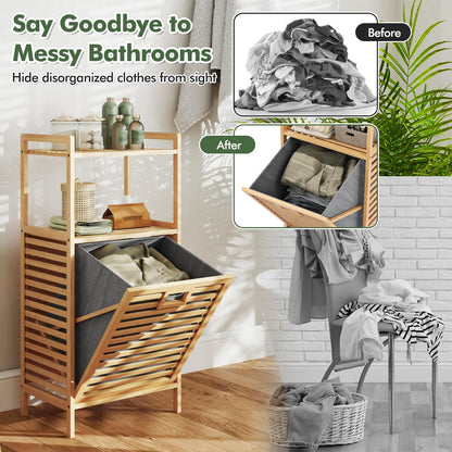 Tilt out Laundry Hamper with 2 Tier Storage Shelves