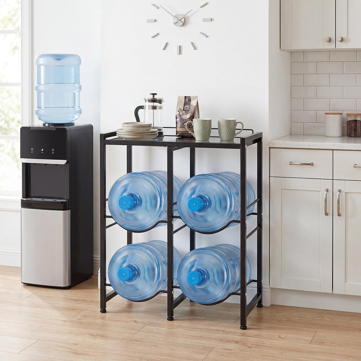 18.9 L Water Jug Holder for 4 Bottles Heavy-duty Water Jug Rack with Top Shelf