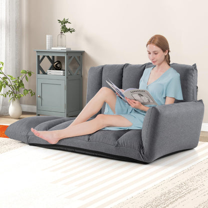 Foldable Floor Sofa with 5-Position Adjustable Backrest and Arms