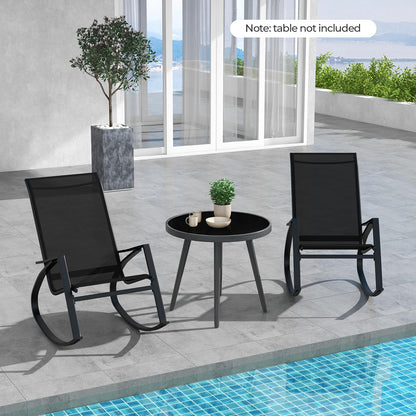 2 Pieces Outdoor Rocking Armchairs Relax Porch Rocker with Non-Slip Rubber Mats