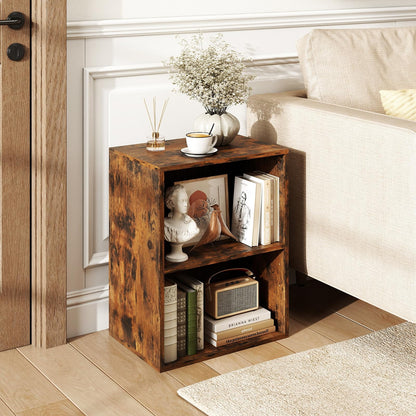 2-Cube Bookcase Floor Standing Open Bookshelf with 5-Position Adjustable Shelf