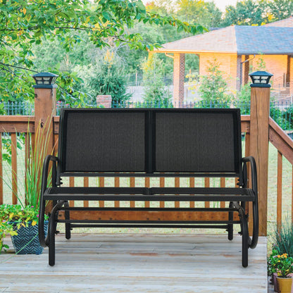 2-Person Outdoor Steel Frame Fabric Glider Bench