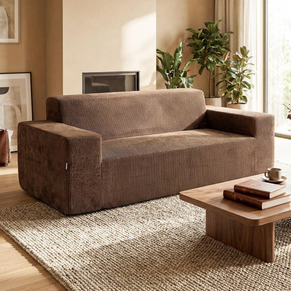 3-Seater Sofa, 197cm Corduroy Boneless Couch, No Assembly Needed