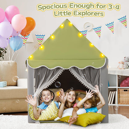Large Kids Play House with Washable Mat and Star Lights