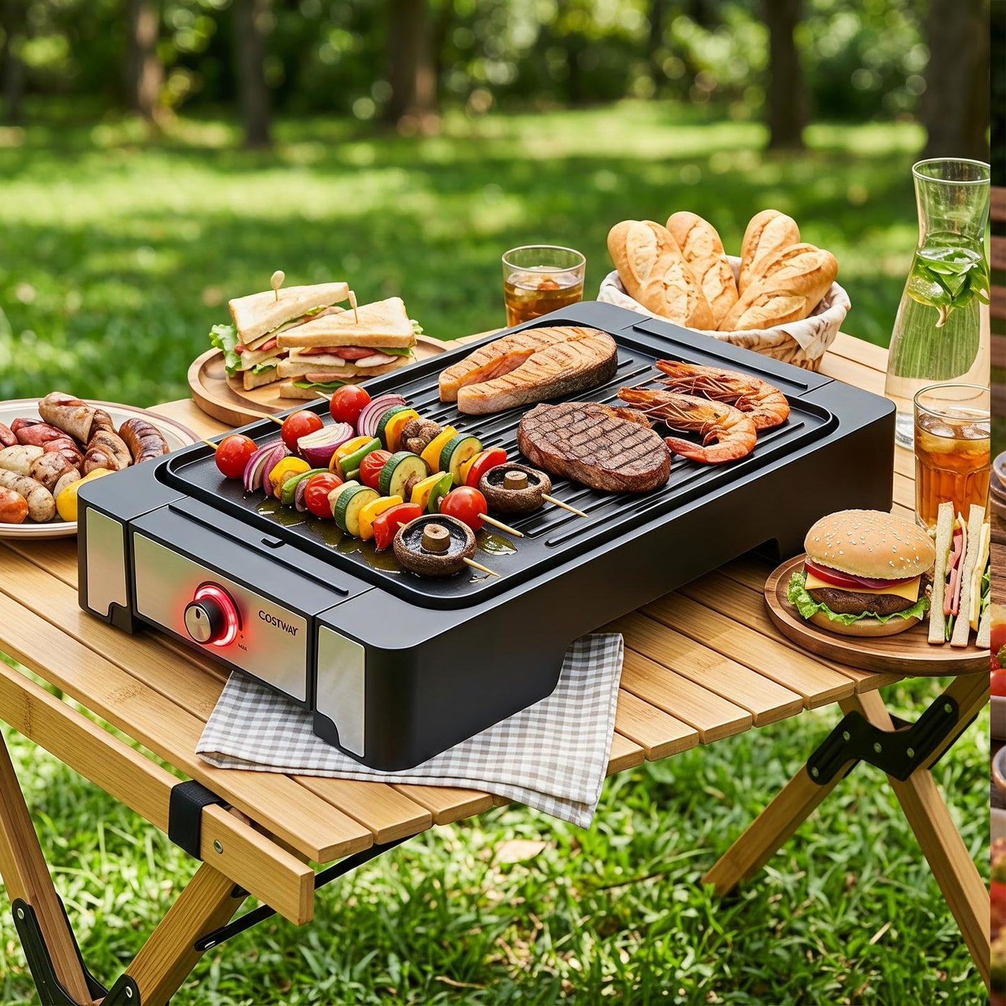 2-in-1 Electric Grill and Griddle, 2300W Non-Stick Table Grill