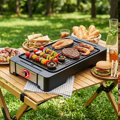 2-in-1 Electric Grill and Griddle, 2300W Non-Stick Table Grill