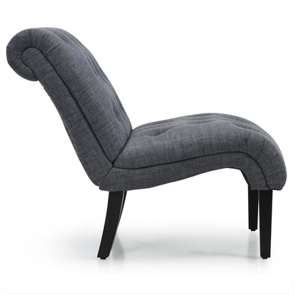 Modern Upholstered Accent Chair with Button Tufted Linen Fabric