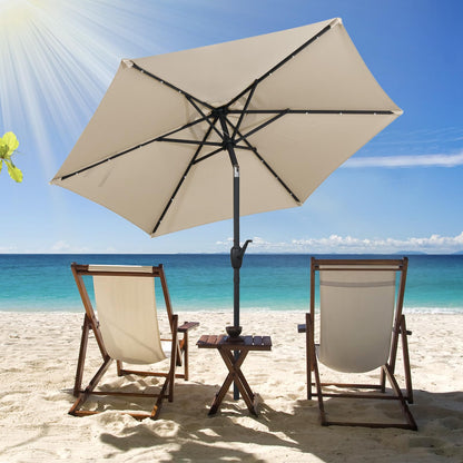 2.3M Outdoor Heavy Duty Umbrella with 18 LED Lights, Push Button Tilt