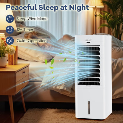 Giantex 5-in-1 Evaporative Air Cooler & Heater, Windowless Oscillating Swamp Cooler/Cooling Fan/Humidifier