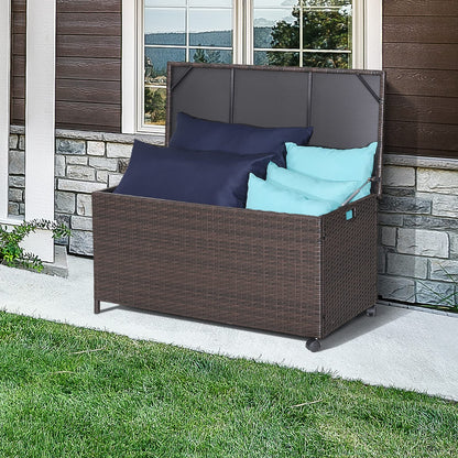 190L Weatherproof Garden Storage Box with Zippered Liner & Pneumatic Rod