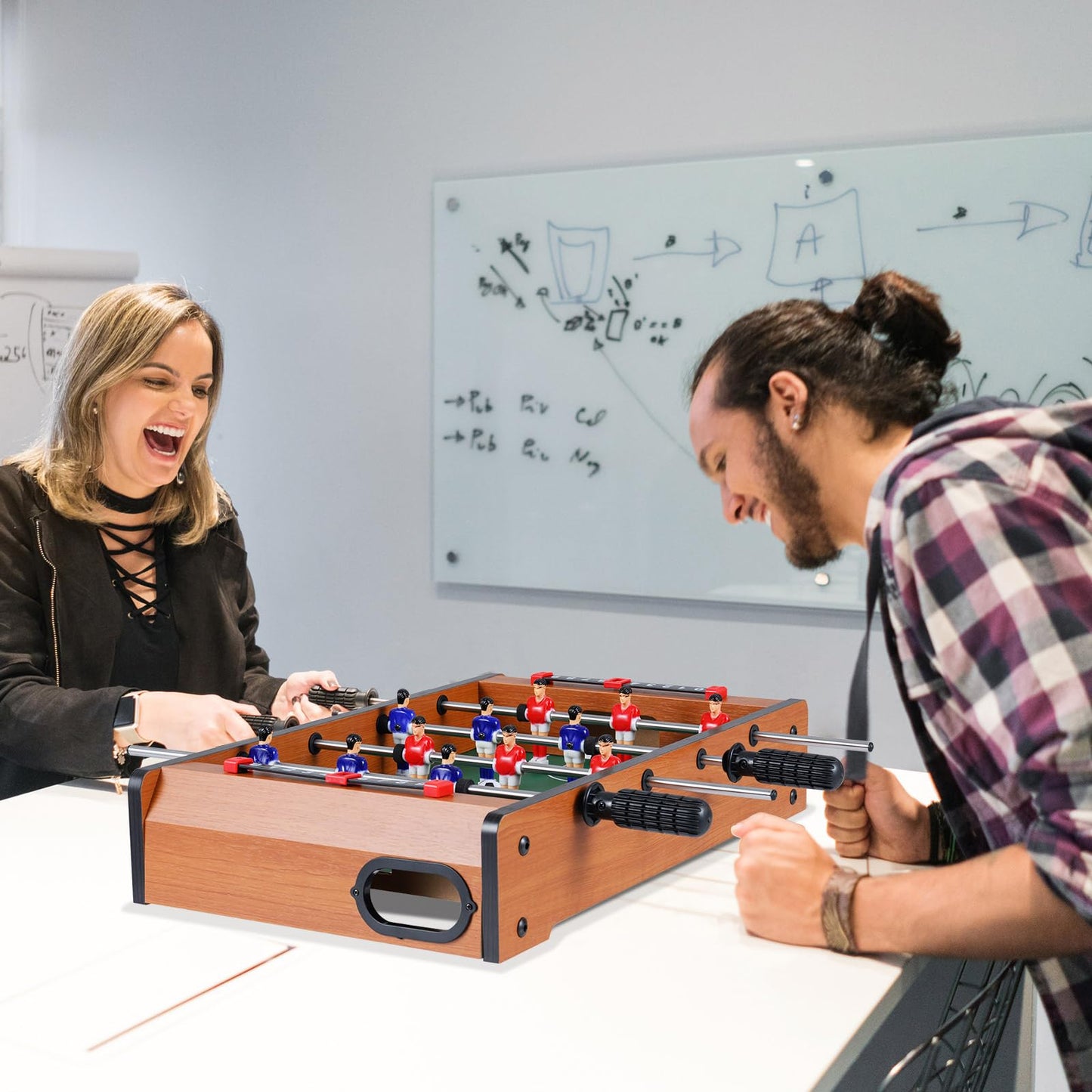 Table Top Football Game, 51 x 31cm Foosball Table with 2 Balls, Score Keepers