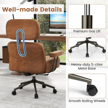 Ergonomic Home Office Chair Mid Century Modern Computer Desk Chair with Wide Tufted Seat