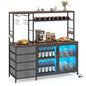 Buffet Sideboard with RGB LED Lights & Power Outlets, Wooden Storage Cabinet