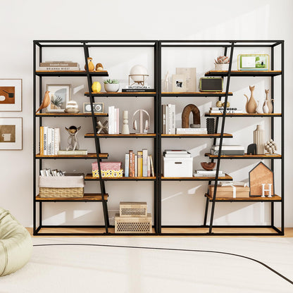 7 Tier Industrial Etagere Bookcase with Heavy duty Metal Frame