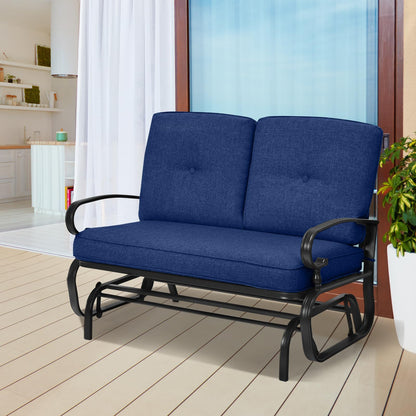 2 Person Outdoor Glider Bench with Cushions