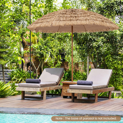 Folding Tilting Thatch Tiki Sun Umbrella with 8 Ribs