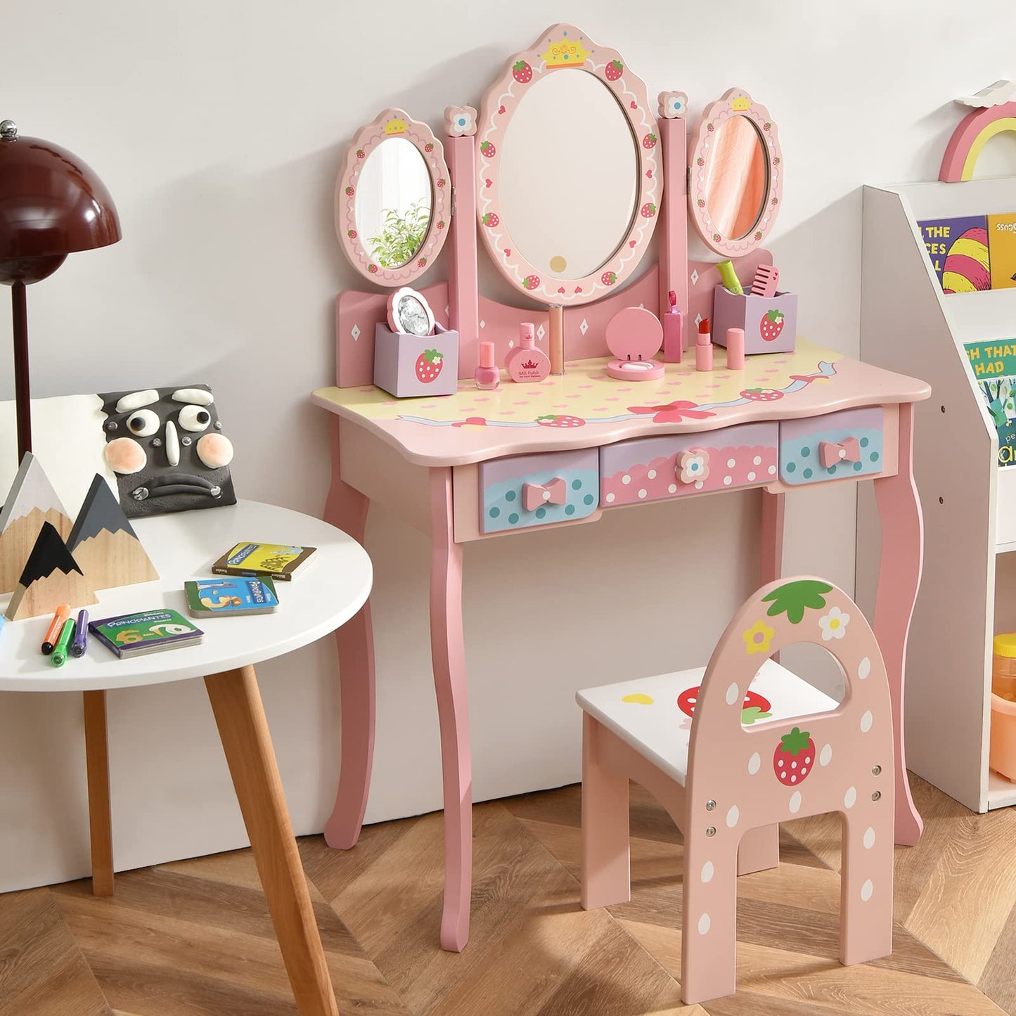 2-in-1 Kids Vanity Table and Chair Set