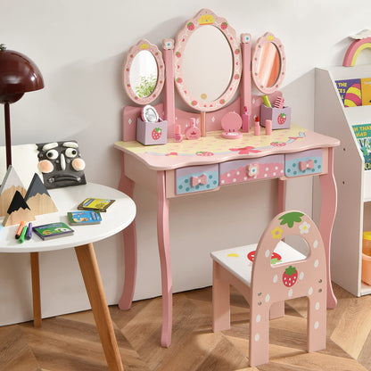 2-in-1 Kids Vanity Table and Chair Set