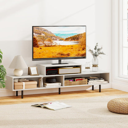 3 Cubby TV Stand Entertainment Center with Compartments