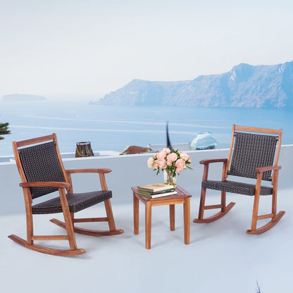 3 Piece Outdoor Rocking Table Chairs Set