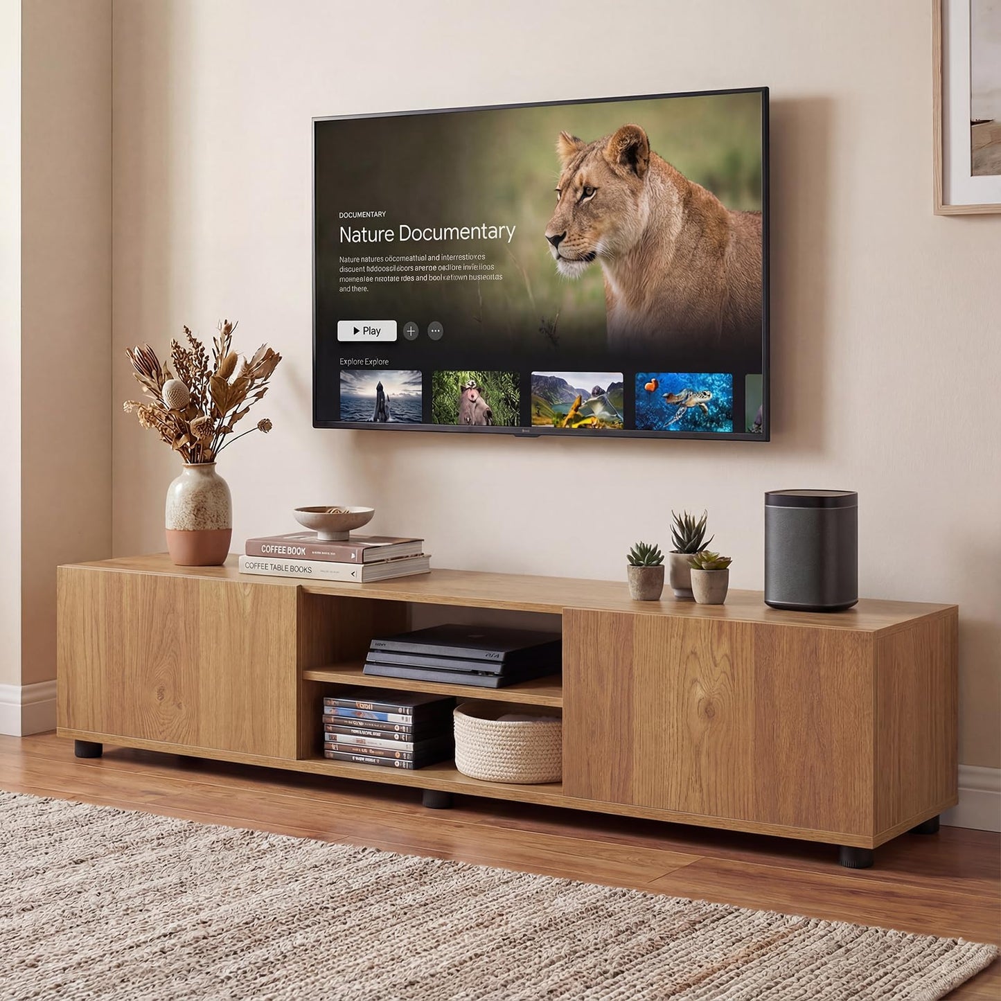 TV Unit for 70 Inch TVs, 160cm TV Stand Cabinet