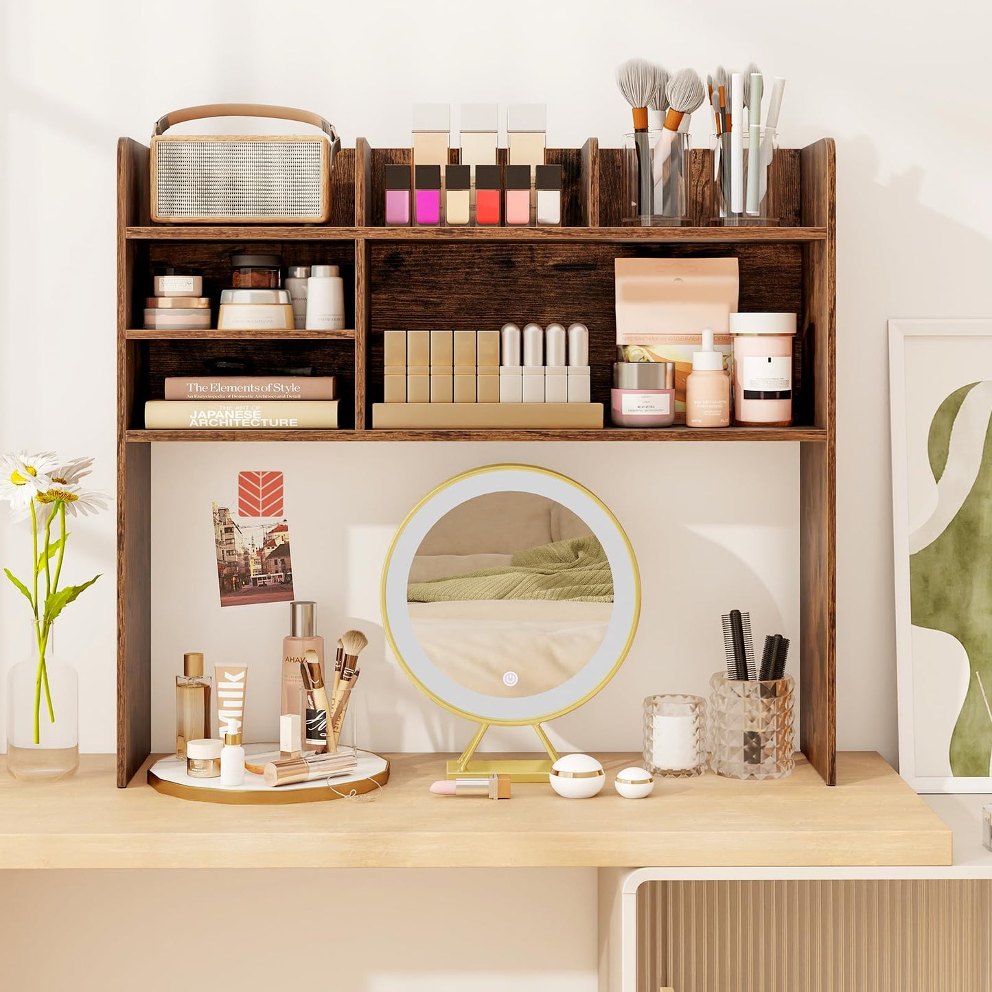 Desktop Bookshelf 3-Tier Display Rack Bookcase Storage Rack