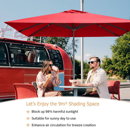 3m Patio Cantilever Umbrella with 4-Level Tilting Adjustment and Crank Handle