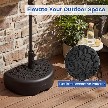 25kg Half Round Parasol Base, Water and Sand Fillable Patio Umbrella Stand