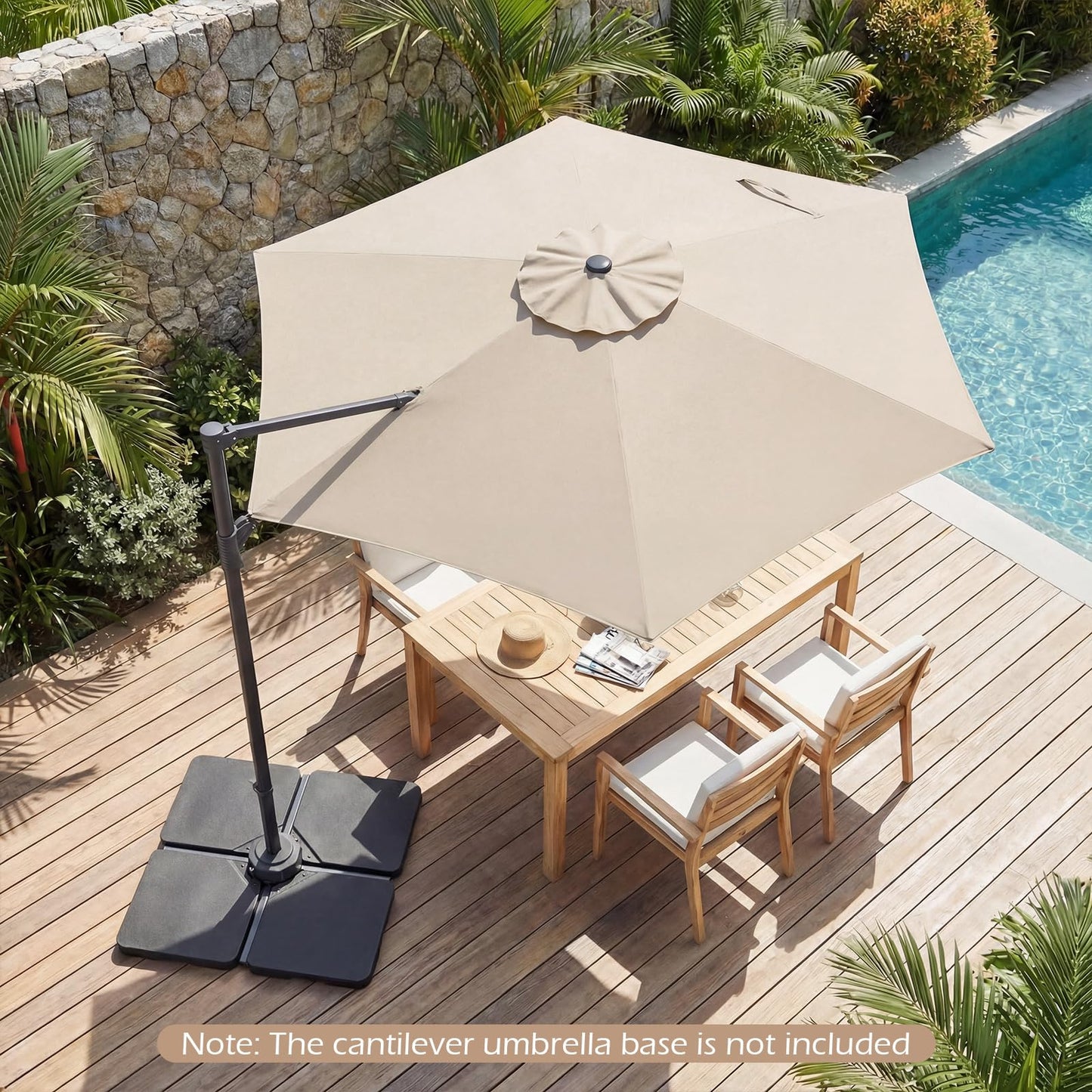 292cm Patio Cantilever Umbrella Large Offset Hanging Umbrella with 360° Rotation